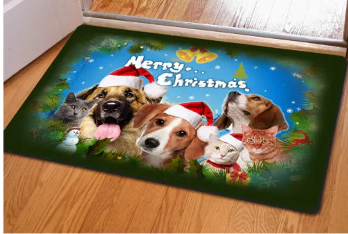 Christmas Cartoon Print Kitchen Mat