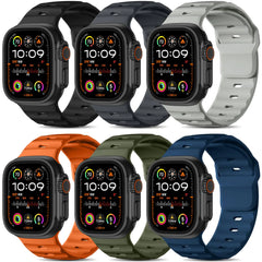 Wepro 6 Pack Sport Band Compatible with Apple Watch Ultra 2/Ultra Band 49mm 46mm 45mm 44mm 42mm for Men, Soft Silicone Waterproof Rugged Breathable Strap for iWatch Series 10 9 8 7 6 SE 5 4 3 2 1