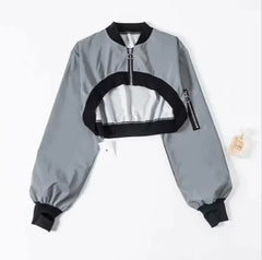 Reflective Zipper Sweater Jacket for Women