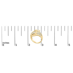 14K Yellow Gold 1 1/3 Cttw Channel Set Diamond Bypass Cocktail Ring (J-K Color, I1-I2 Clarity) - Ring Size 7