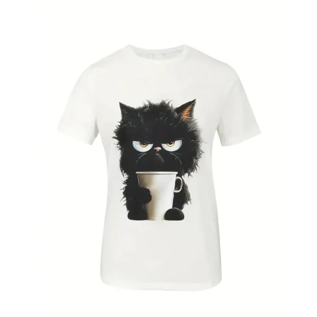 Women's Funny Cat Print T-Shirt