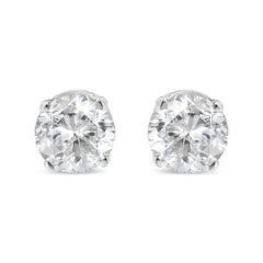 14K White Gold 5/8 Cttw Round Brilliant-Cut Lab Grown Diamond Classic 4-Prong Push back Stud Earrings (F-G Color, VS1-VS2 Clarity)